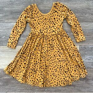 Kyte Baby 2T Long Sleeve Twirl Dress in Marigold Cheetah 🐆